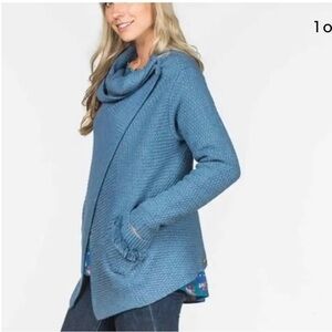 Matilda Jane Envision This Wrap sweater sz Large L Top Blue Chunky knit Cardigan